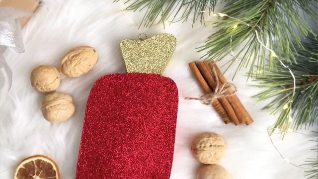 Елочное украшение КОНФЕТА с блестками красная пеноплекс 25 см Ко-250-кр