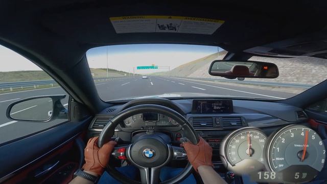 BMW M4 F 82 2016 года. 100-200 км/ч — тест-драйв на автобане от первого лица. 4K