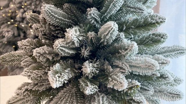 Настольная ель Берген заснеженная 80 см в деревянном кашпо, ЛИТАЯ + ПВХ, DC2133