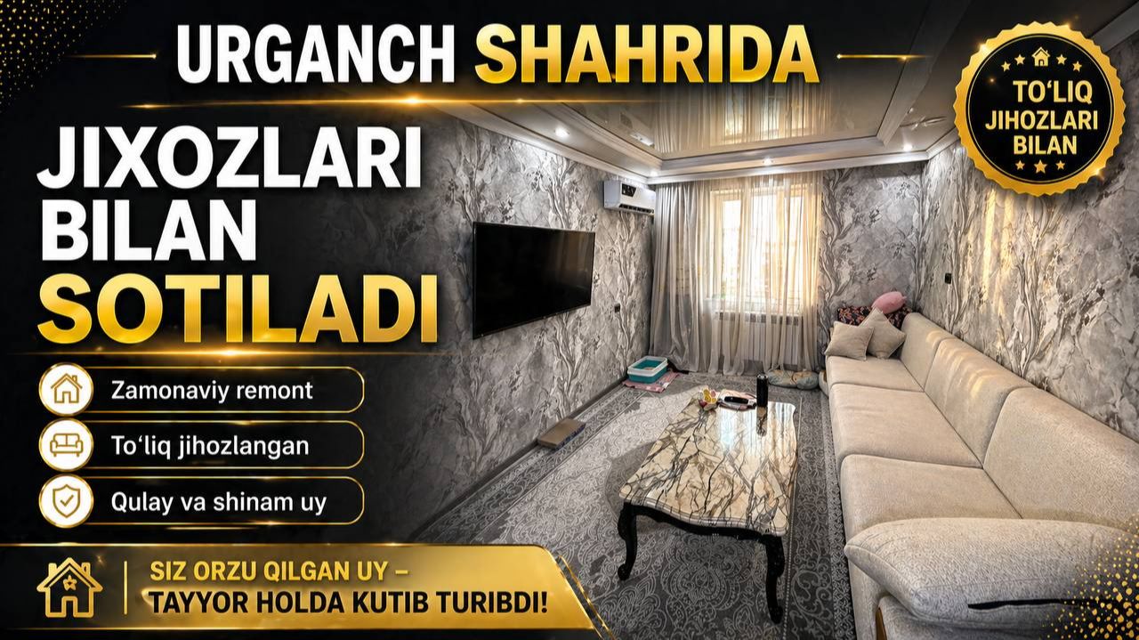 Urganch Shahrida 3-xonali Kvartira Sotiladi