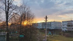 деревенский вечер и закат над деревней