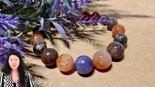 Браслет «Силы на духовный рост»  Ангелит, сердолик, гранат, леопардовая яшма