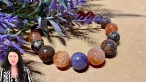 Браслет «Силы на духовный рост»  Ангелит, сердолик, гранат, леопардовая яшма