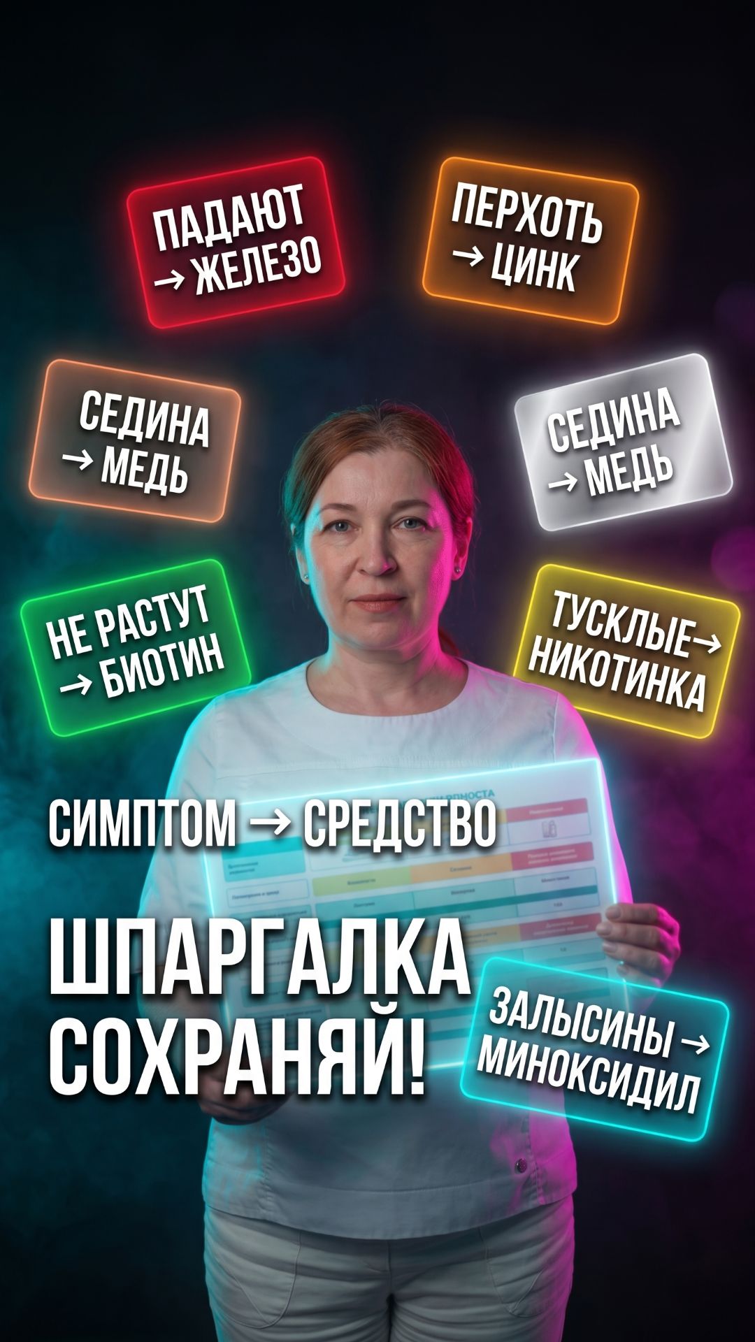 Симптом → средство! Шпаргалка трихолога 📋