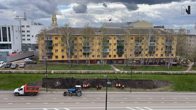  На Плехановском спуске в Липецке стартовала подготовка к монтажу композиции  хочуЗдесьЖить 