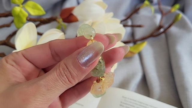 Браслет из пренита, цитрина крупный