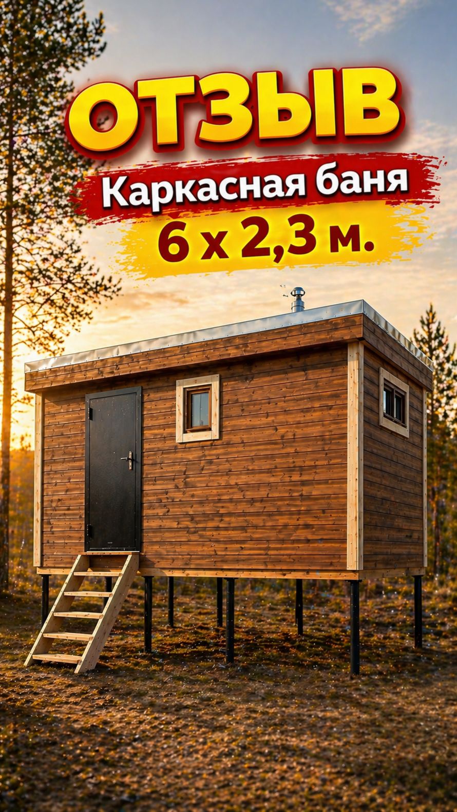 🔥#ОТЗЫВ от клиента #Каркасная баня 6 х 2,3 метра #баня-бочка