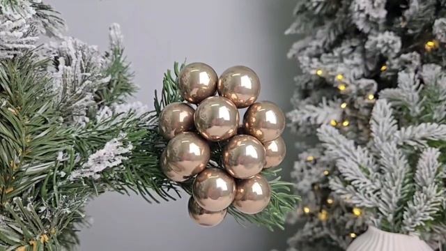 ГРОЗДЬ стеклянных эмалевых шариков на проволоке 12 шаров по 25 мм цвет: туманный Альбион 2000685