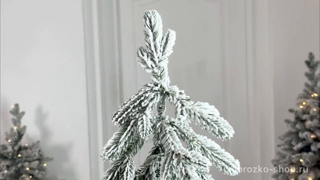 Настольная ель Альпа заснеженная 80 см с натуральным стволом, ЛИТАЯ 100%, DC2139