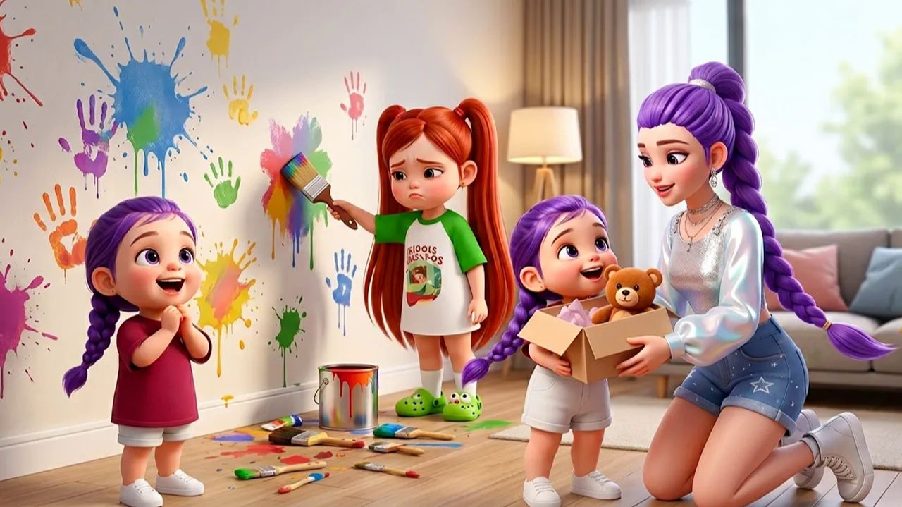 😱🎨 Непослушная Мира рисует на стене… Руми получает плюшевого мишку 🧸✨