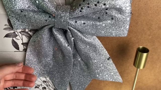 Декоративный бант МОЛЬТЕ СТЕЛЛИ текстиль серебряный 28 см 1162698