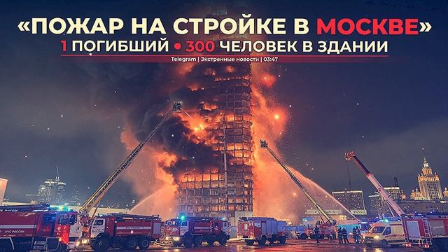 На стройке в Москве короткое замыкание в бытовке привело к крупному пожару.