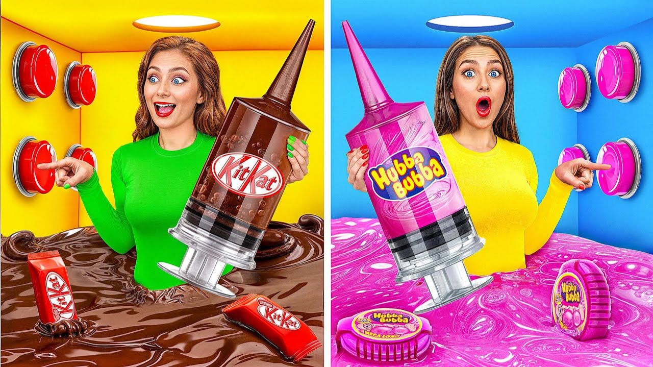 1000 Загадочных Кнопок и Только Одна Тебя Спасет  Битвы с Едой от Jelly DO Challenge