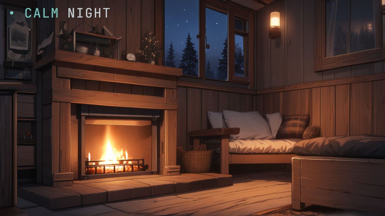 Тепло от костра в ночи  уютная анимация для сна