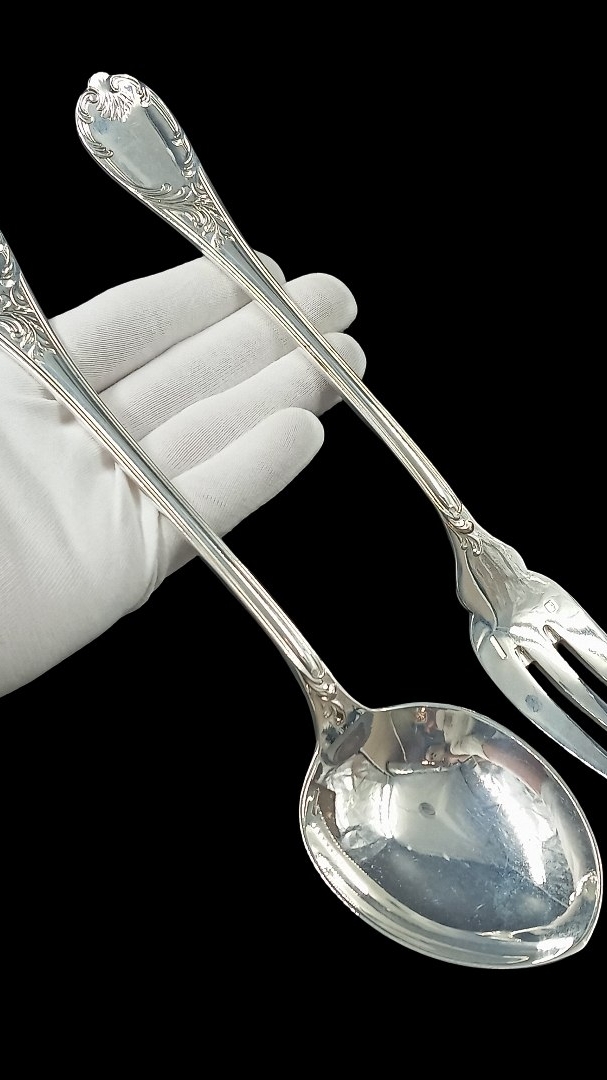 Вилка и ложка для сервировки Christofle 19 век  12426.