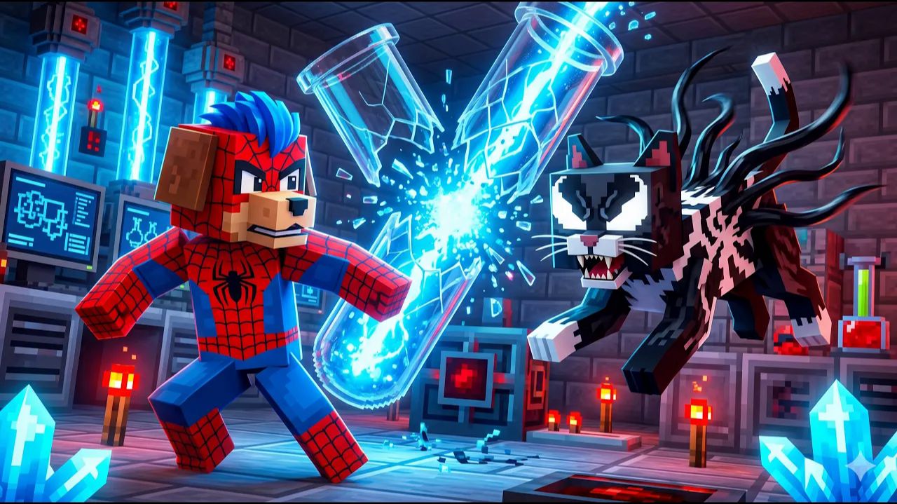 Джей Джей СПАЙДЕР-ДОГ против СТРАШНОГО КОТА-СИМБИОТА!  Лаборатория раскрыта