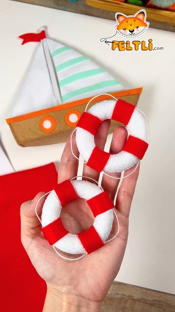 Морские игрушки из фетра  Спасательный круг своими руками  допосле игрушкиизфетра кораблик шью