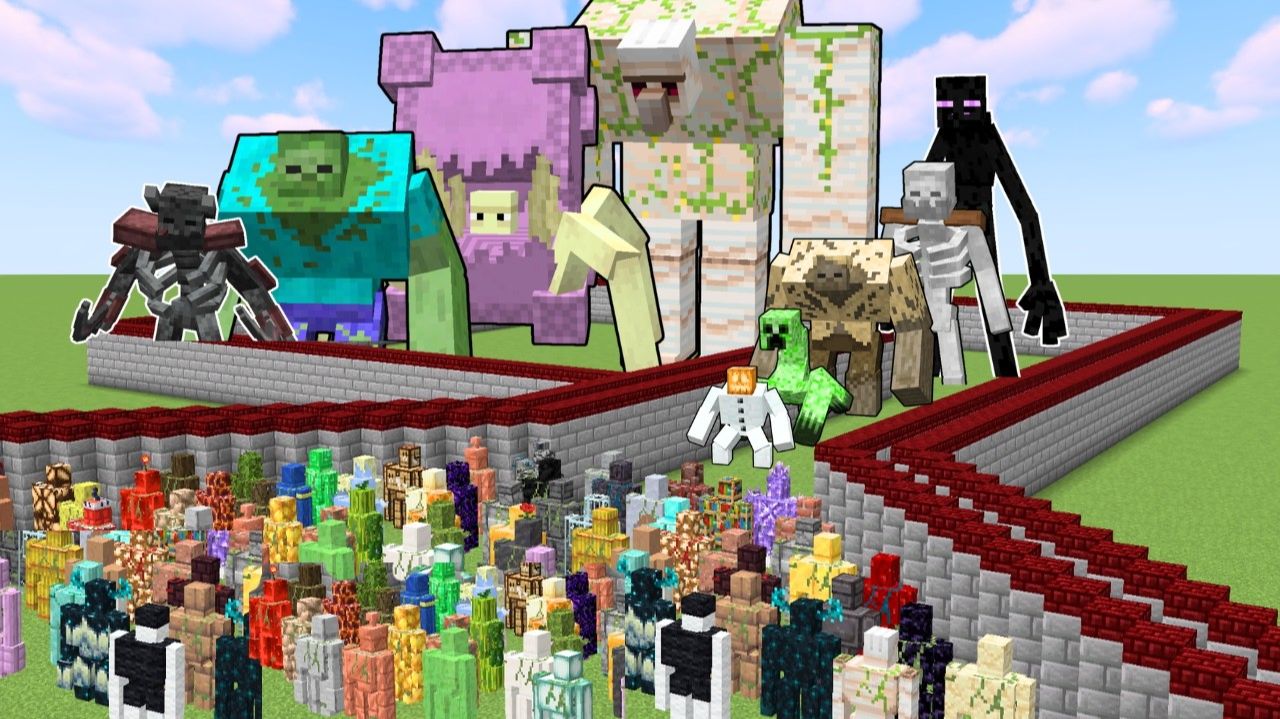 КОМАНДА КАЖДОГО ГОЛЕМА УНИЧТОЖАЕТ КАЖДОГО МОНСТРА-МУТАНТА!  Minecraft