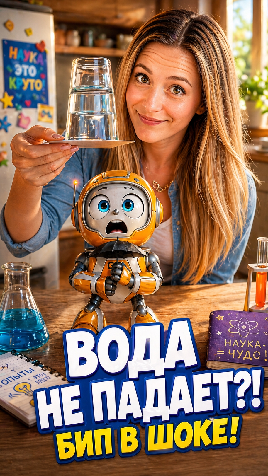 Бип думал, что его сейчас зальёт водой… но физика спасла! #Shorts