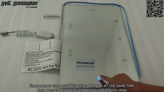 Оригинальный сенсорный выключатель Trumsense AC220V для зеркал с LED-подсветкой и антизапотевающей