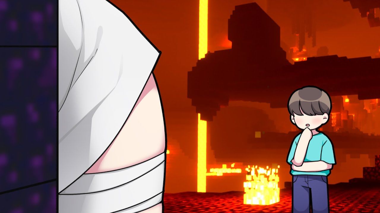 Гаст застряла в портале нижнего мира Майнкрафт аниме