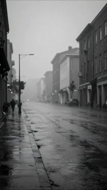 Сумрачный дождливый день в городе #дождь #город #пейзаж #чернобелый