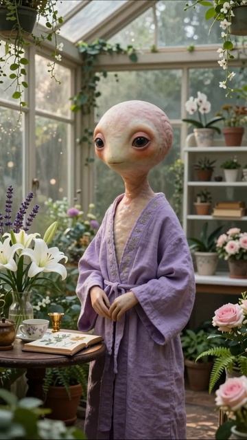 Эх пришелец в цветах: загадка теплицы существо сюрреализм фентези