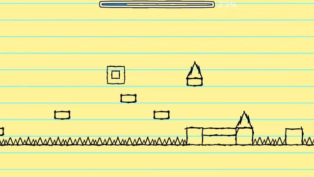 Прохожу нарисованный в тетради в линейку Back On Track в геометри дэш .