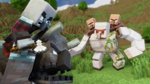 Эпическая битва: голем, жители и их враг Майнкрафт