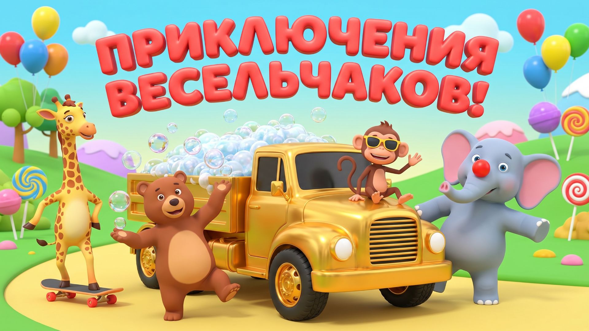 Золотой грузовичок и мыльные пузыри 🫧✨ Волшебное приключение для детей | Мультик про машинки