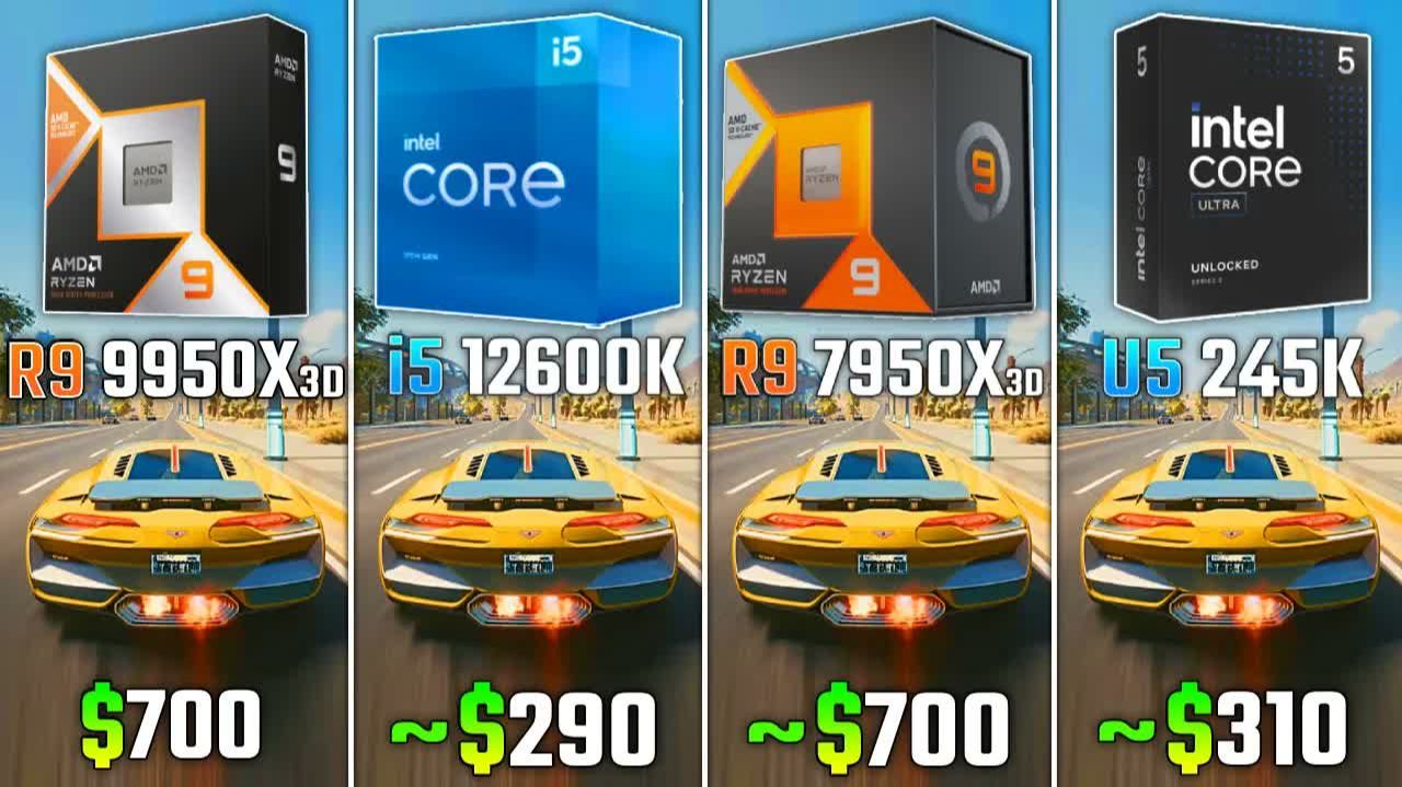 Ryzen 9 9950X3D vs i5-12600K vs 7950X3D vs Ultra 5 245K  6 игр  RTX 3090 Ti  2160p