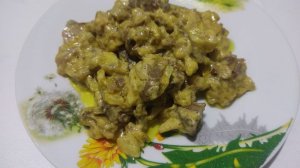 Нежное фрикасе с куриными сердечками и карри