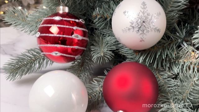 Набор стеклянных шаров НОВОГОДНЯЯ КАПЕЛЛА красные и белые 8 см 6 шт. 149901