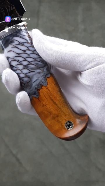 📌Нож Сокол, сталь дамаск ламинированный рукоять, карельская береза, шишка в акриле,.