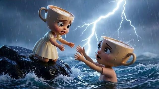 рошечная малышка-балерина отважно пытается спасти свою маму во время жестокого морского шторма