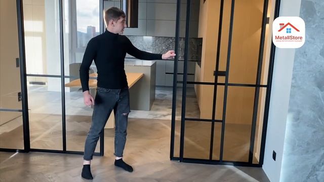 Перегородка межкмонатная раздвижная  Прозрачное стекло