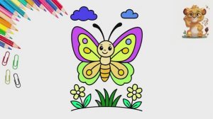 Как нарисовать бабочку поэтапно — простой урок для детей вместе с Лёвой! 🦋