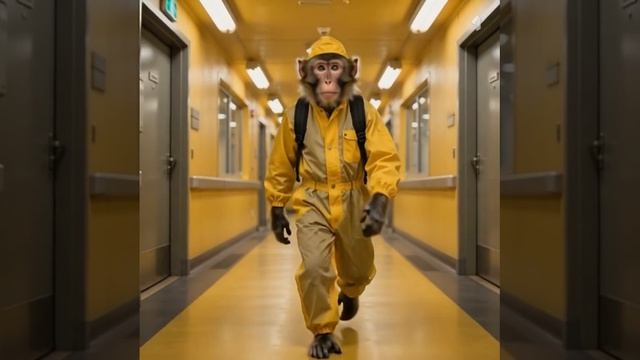 Макака идет по коридору на аэс 3 часть