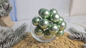 ГРОЗДЬ стеклянных глянцевых шариков на проволоке, 12 шаров по 25 мм, цвет: шалфейный, 2000679