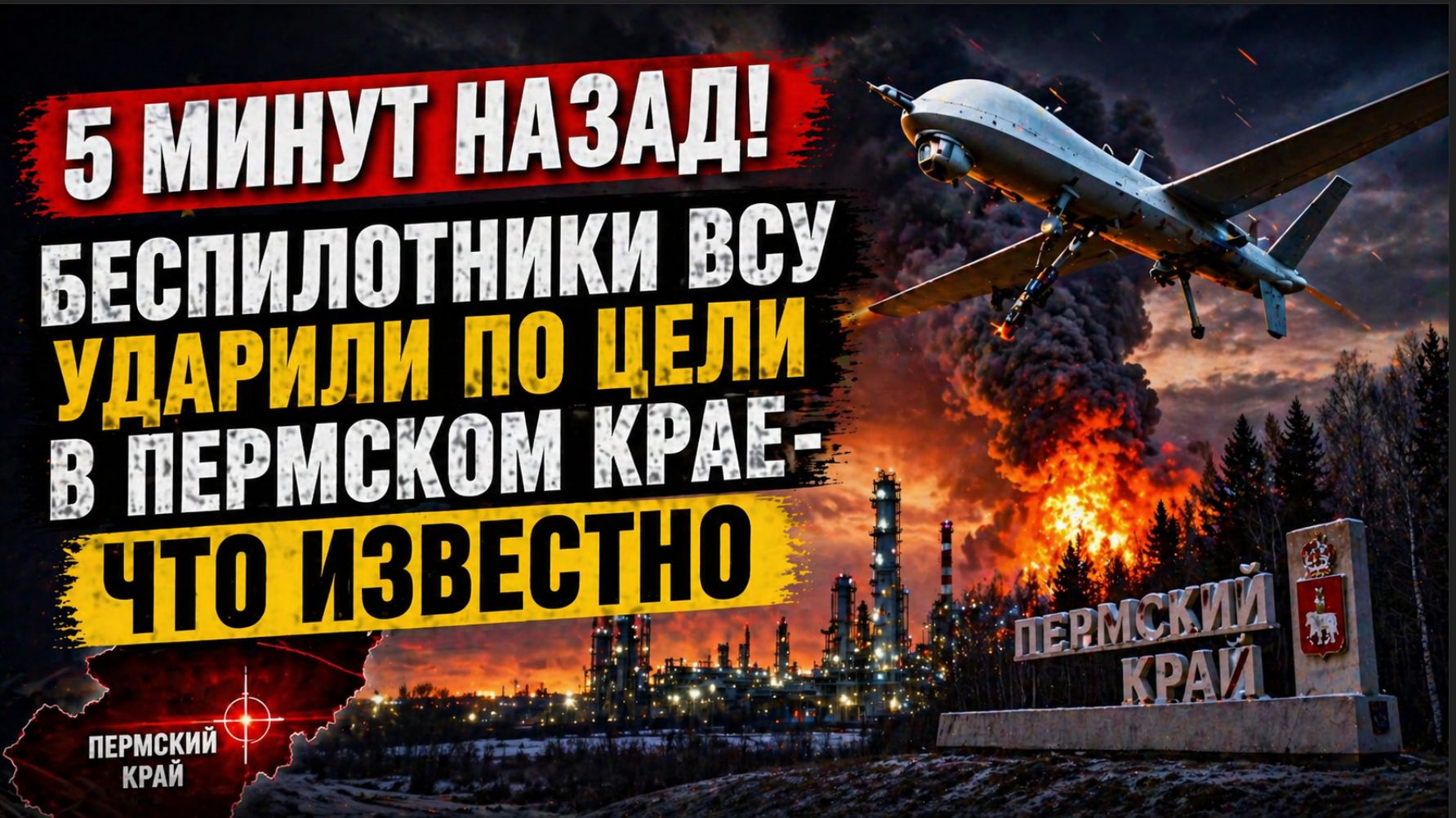 5 Минут назад! Беспилотники ВСУ ударили по цели в Пермском крае-что известно