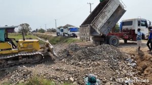 Just Start Project Delete Bury Sewage System Fill The Land By Dozer Push Rock Soil Into Water