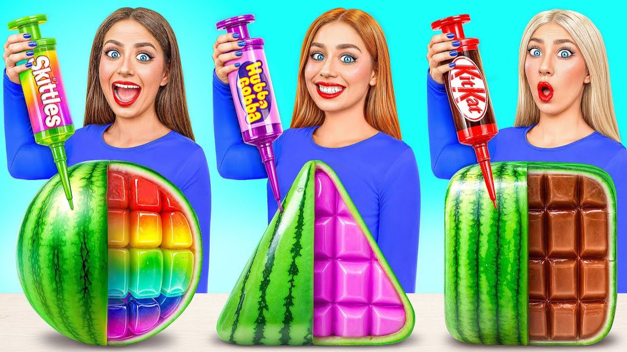 Геометрический Челлендж с Едой  Съедобная Битва с Jelly DO Challenge