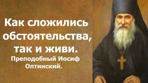 Как сложились обстоятельства, так и живи. Преподобный Иосиф Оптинский.
