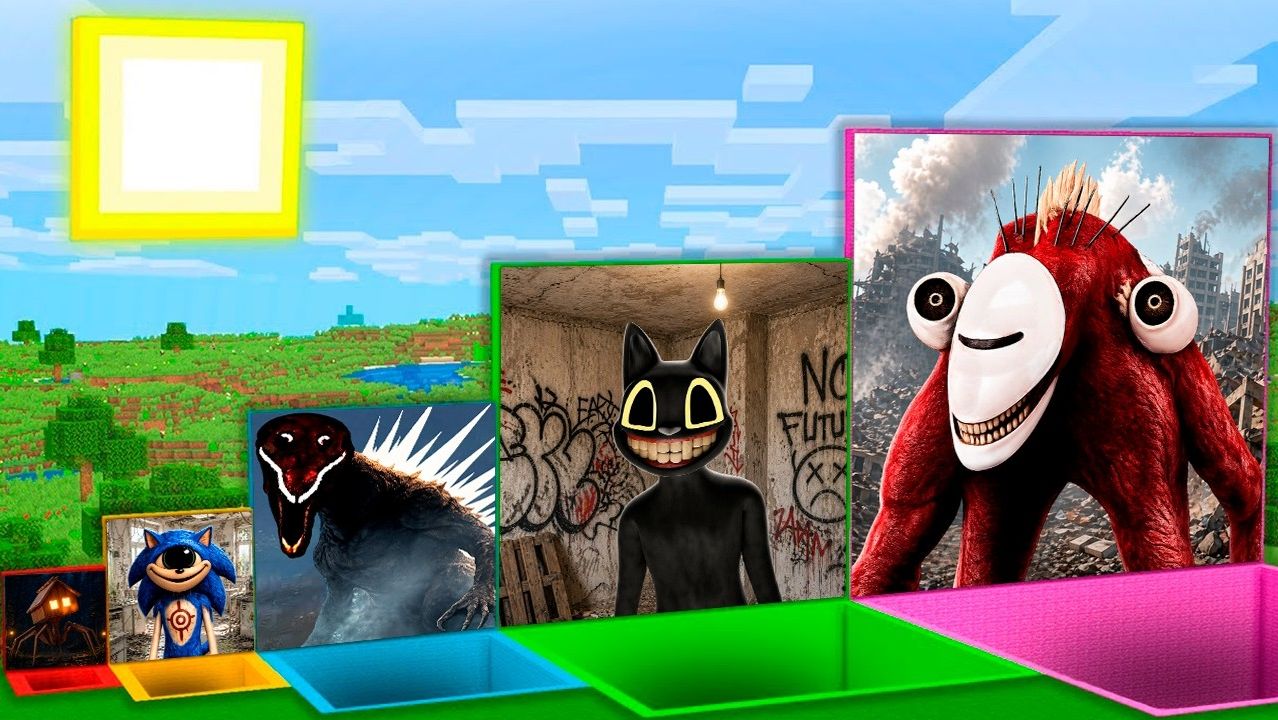 Что Внутри Всех Размеров Ям с Котом-мультяшкой, Заражённым небом, Домоголовым в Майнкрафте