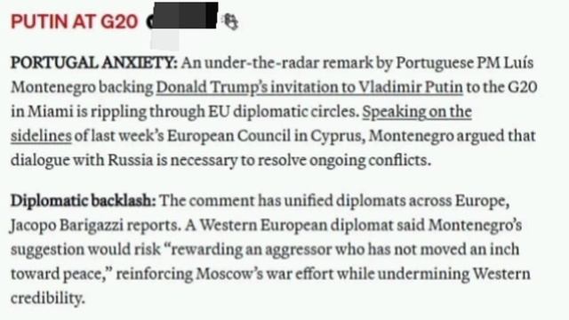  Португальский премьер поддержал предложение Трампа пригласить Путина на встречу G20 