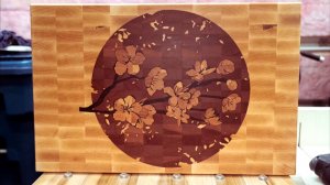 Разделочная доска «Сакура». Инкрустация на станке с ЧПУ