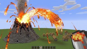 Реалистичный Вулкан с ЛАВОЙ vs ДЕРЕВЕНИ в Minecraft!