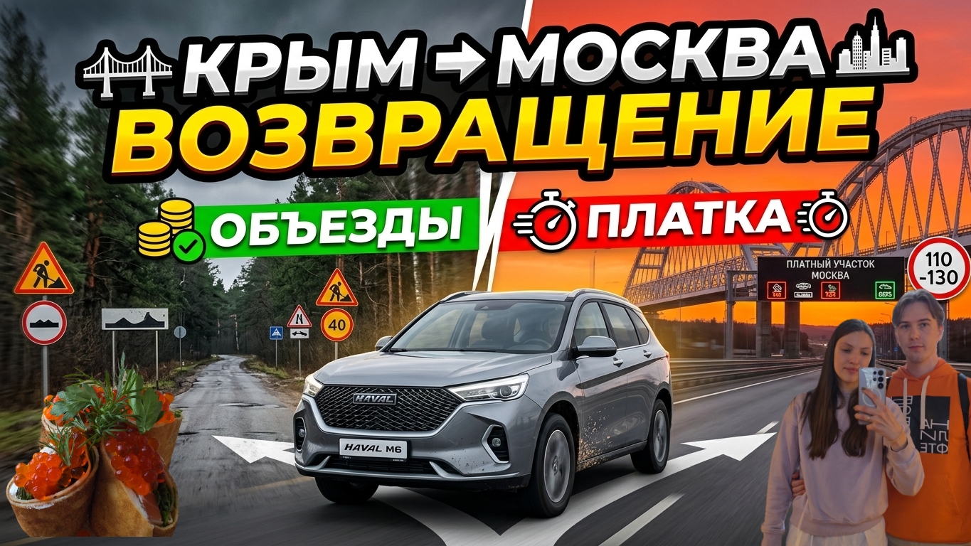 КРЫМ 2026  ВОЗВРАЩЕНИЕ ДОМОЙ В МОСКВУ. День 7. Оптимальный маршрут А289 М4 Дон М2 Крым