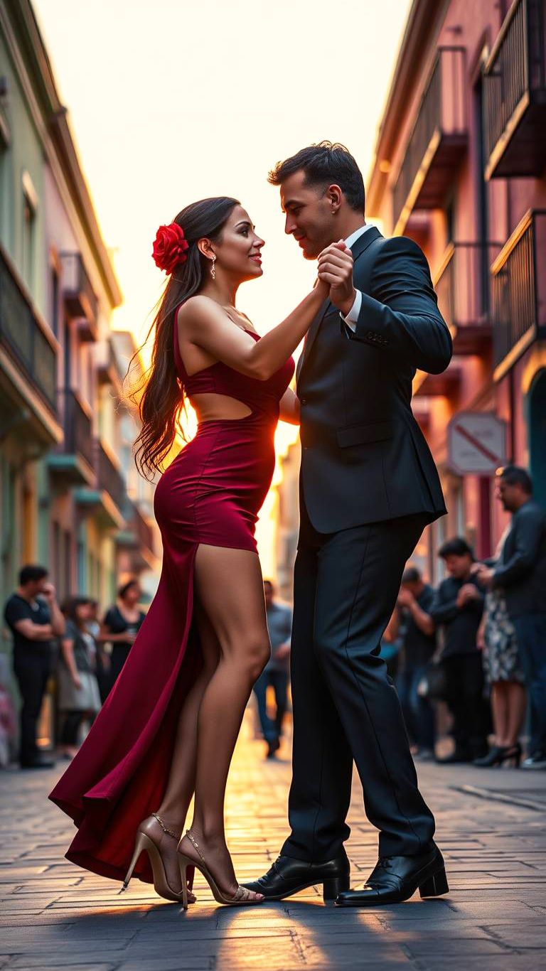 Танго на улице Каминито в районе Ла Бока в Буэнос-Айресе