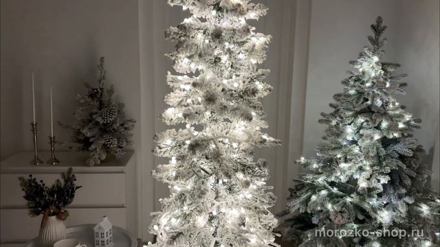 Искусственная ель с лампочками СНЕЖНЫЕ АЛЬПЫ хвоя ПВХ 1320 тёплых белых мини LED-огней 31SAP183CL